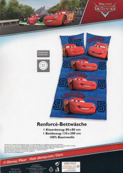 Disney Bettwäsche Cars - blau/rot - 135x 200cm + 80x 80cm - Baumwolle, Renforcé